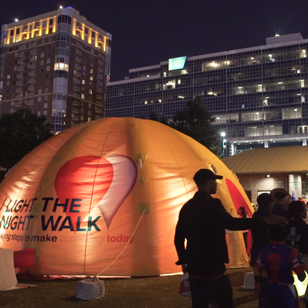 The Remembrance Tent Lit Up